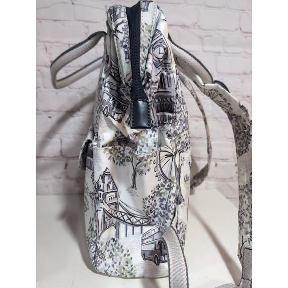 Cath Kidston London Landmark PVC Cotton Backpack Tote Bag Big Ben Print Travel - Picture 8 of 16